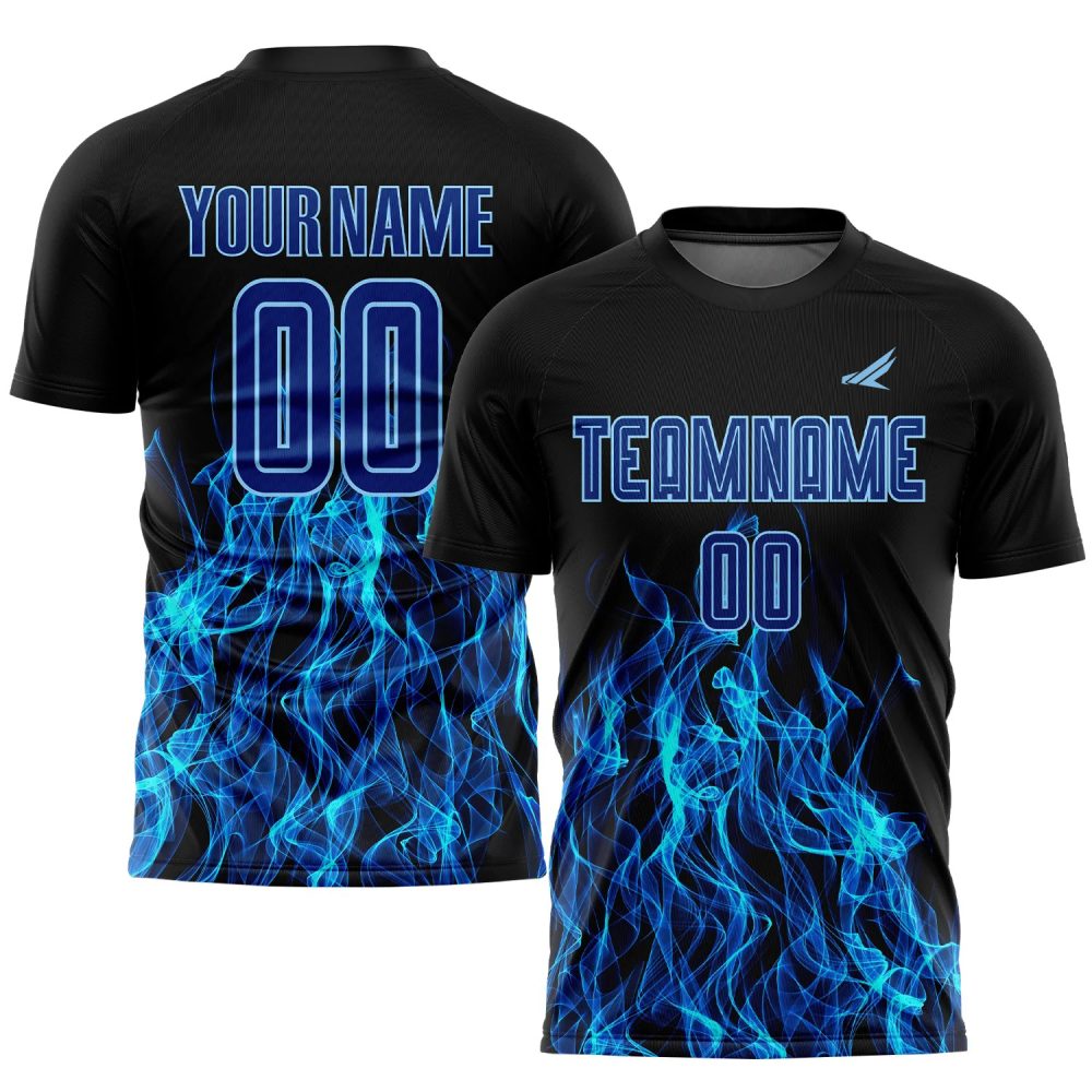 Custom Light Blue Pink-Black Sublimation Soccer Jersey