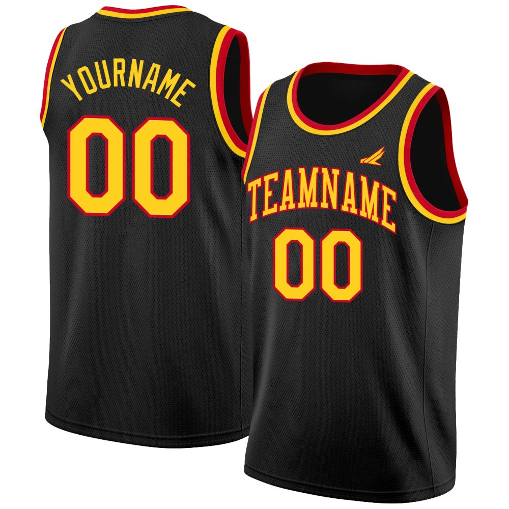 Custom Quantum Black Yellow Basketball Jersey
