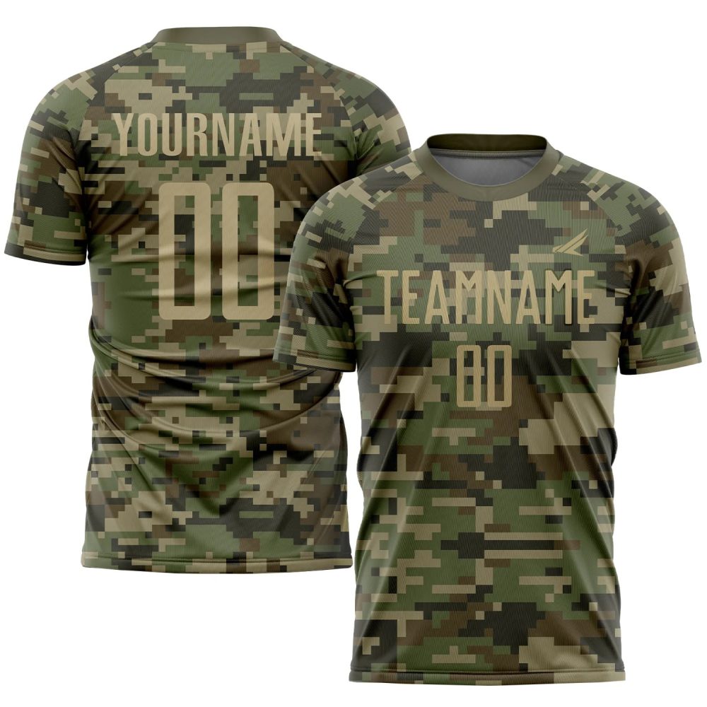 Custom Gray Black-Camo Sublimation Soccer Jersey