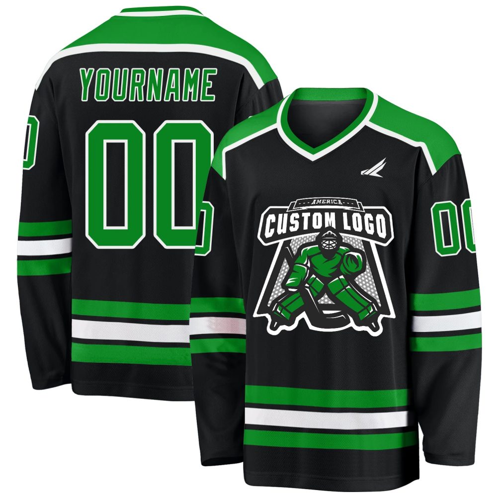 Custom Hyper Parrot Black-White Hockey Jersey