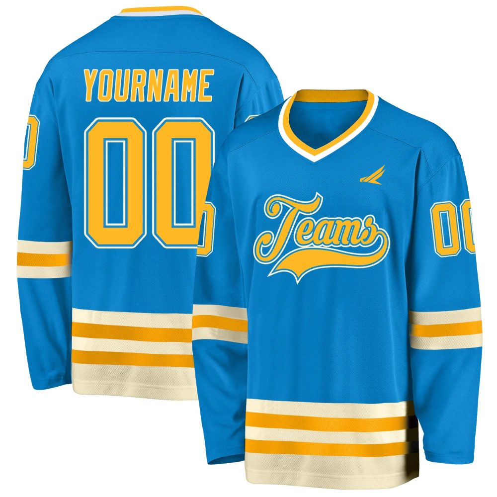 Custom Red Black-Gold Hockey Jersey