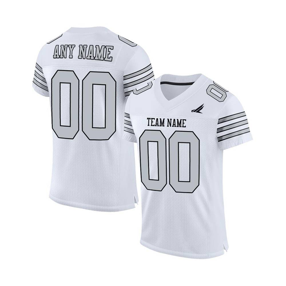 Custom Elite White Silver Football Jersey