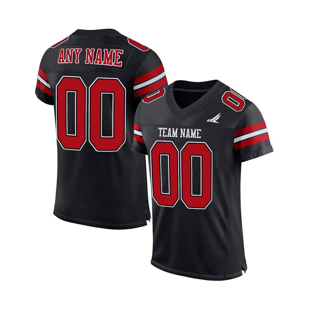 Custom Charge Black Red Football Jersey
