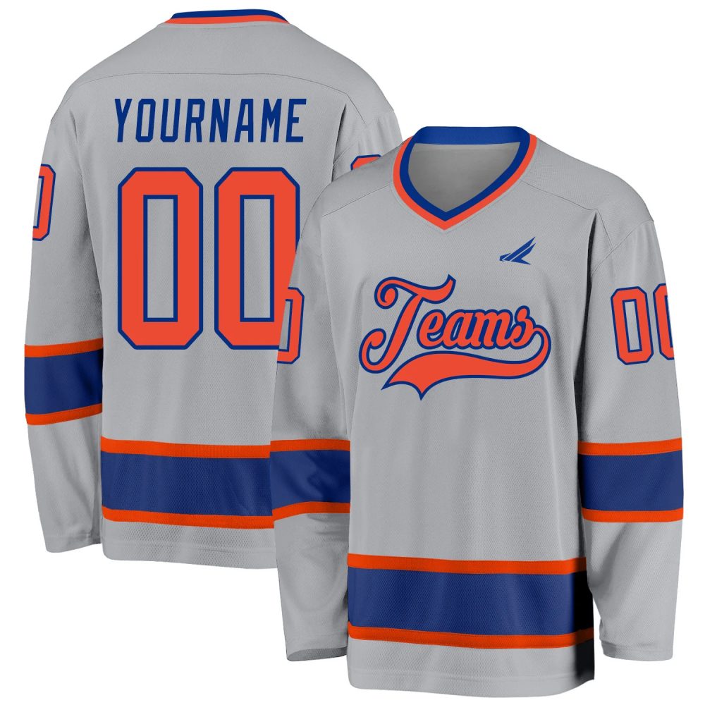 Custom Black White-Gray Hockey Jersey