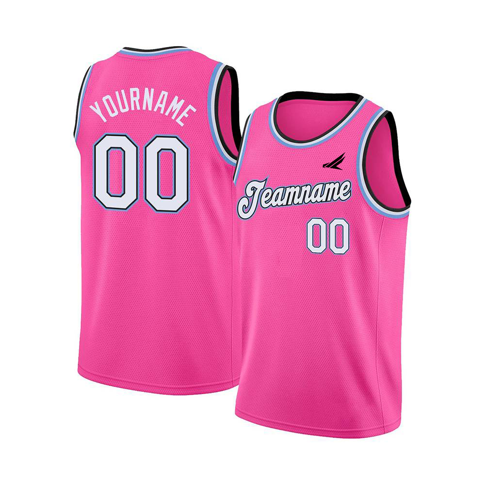 Custom Pink Sky-White Basketball Jersey