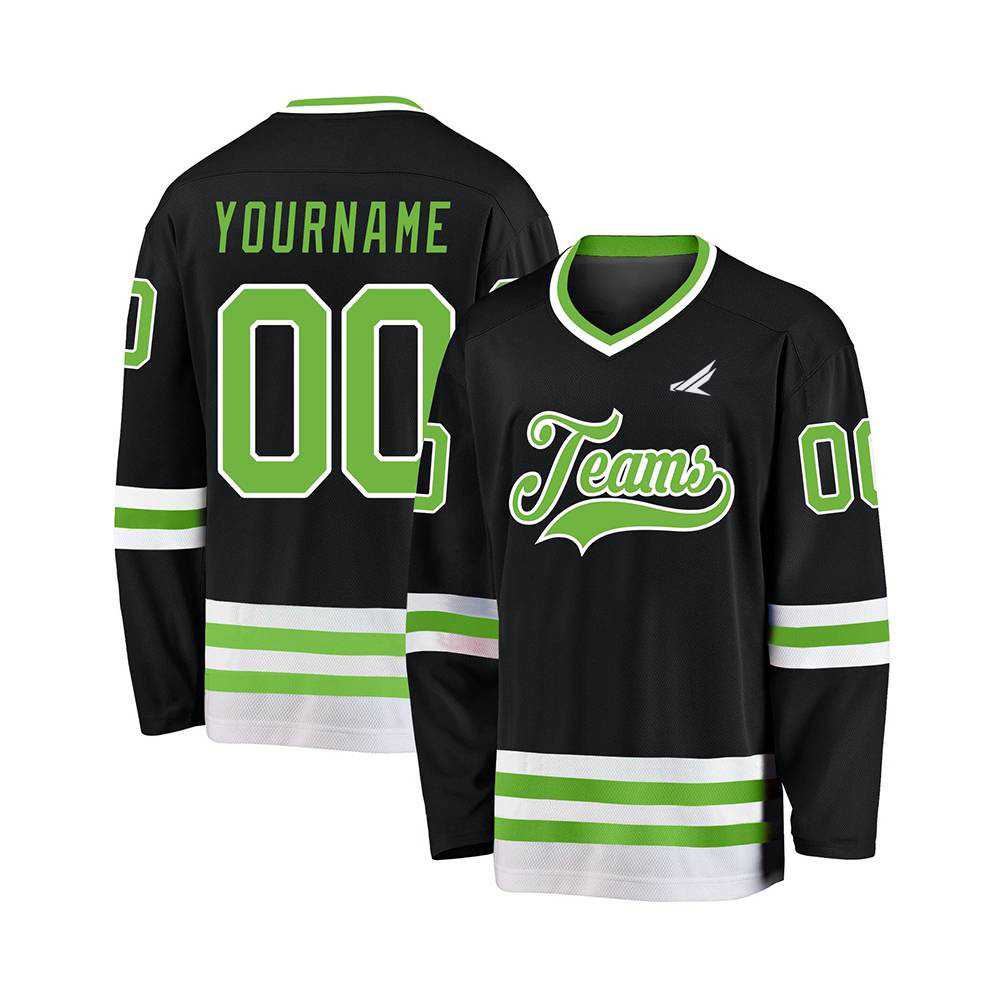 Custom Black Gold-White Hockey Jersey
