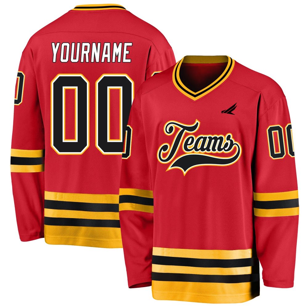 Custom Gold Navy-White Hockey Jersey