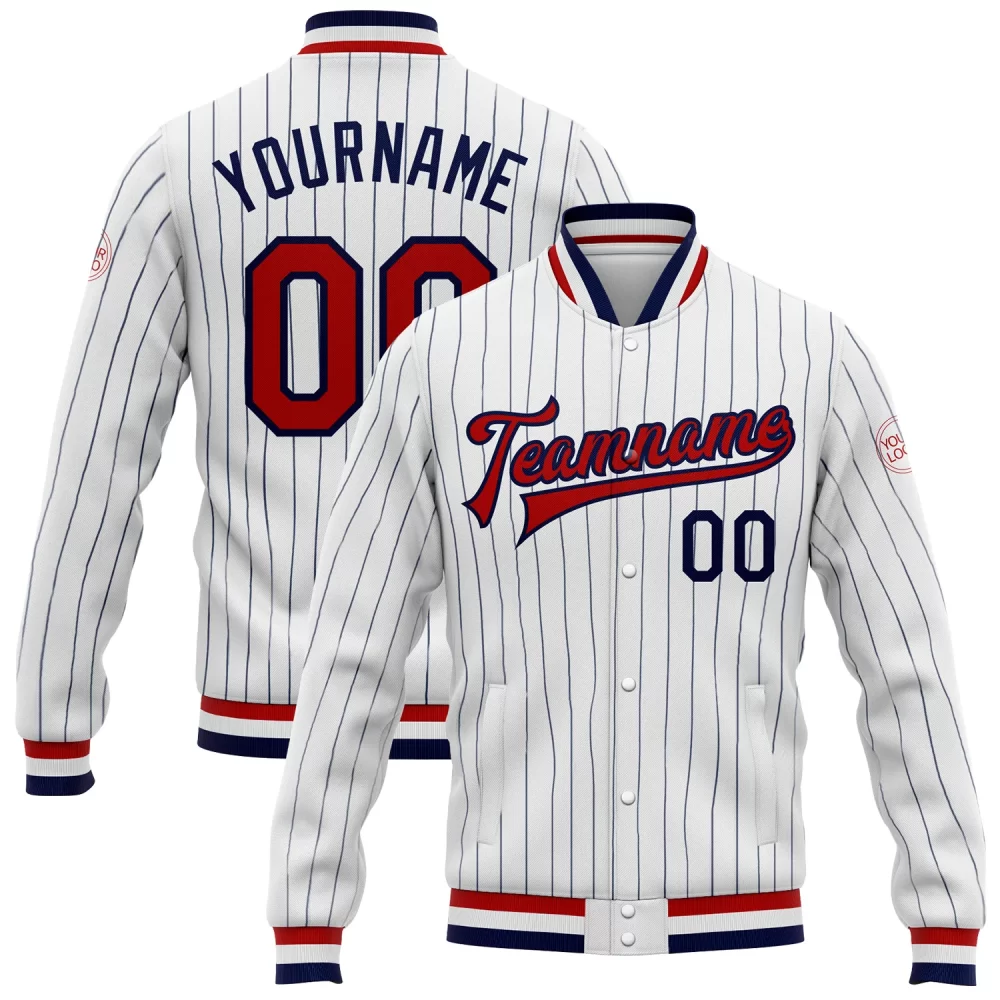 Custom White-Red Bomber Varsity Letterman Jacket